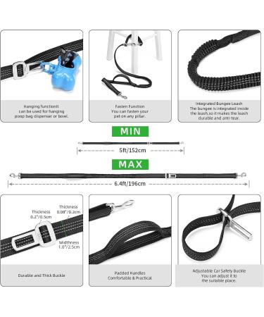 TUDEC 4-in-1 Hands-Free Dog Leash & Waist Bag - 5.8ft Zero Shock Bungee Car Seat Buckle & Reflective Threading - Ybgs Purple Bag + Black Leash | International Shipping - Buy Online on SooperMarket.com