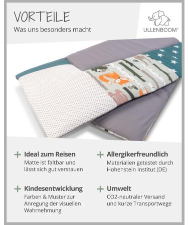 ULLENBOOM Wrapping 85x75 cm Forest Animals Petrol | EU-Made Diaper Pad for On-the-Go Ideal for International Shipping - Buy Online on SooperMarket.com