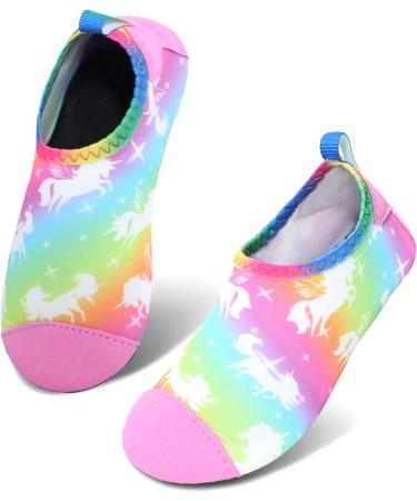 JIASUQI Kids Water Shoes - Quick Dry Barefoot Aqua Socks for Beach & Pool - Multi Horse - Size 5.5/6 UK Child - Buy Online on SooperMarket.com