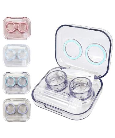 seewavom Contact Lens Cases 4PCS Transparent Colorful Contact Lens Box Holder Container with Tweezers Remover Tool for Outdoor Office Daily Use 4 Colors