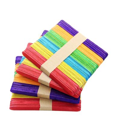 200 Pcs Colored Wooden Craft Sticks Wooden Popsicle Colored Craft Sticks 4.5 inch Length Treat Sticks Ice Pop Sticks for DIY Crafts Home Art Projects  Classroom Art Supplies