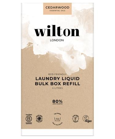 Wilton London Cedarwood Laundry Liquid Refill - 112 Washes - Non-Bio - Plant-based - Biodegradable Detergent - 100% Recylable - Less Plastic - Essential Oils - Make in UK - 4L
