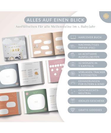 Life Compass Baby Album | My First Year Air - 75+ Stickers & Saying Cards | Perfect Baby Diary & Memory Book for Girls & Boys - Buy Online on SooperMarket.com