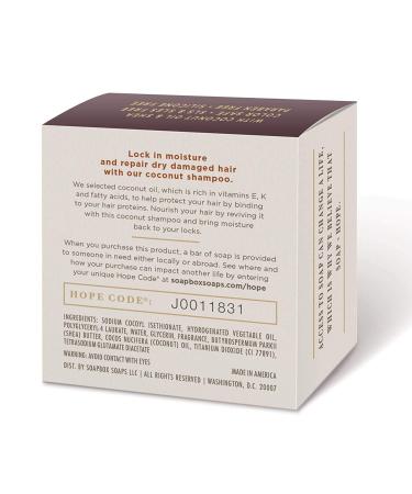 Soapbox Coconut Oil Shampoo Bar 3.1oz - Natural, Eco-Friendly, Moisturizing for Dry Hair | Color Safe, Sulfate/Paraben/Silicone/Cruelty-Free, Vegan - Buy Online on SooperMarket.com