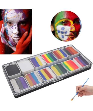 Professional Face Body Paint Kit - 12 Colors with Brushes | Safe Halloween Makeup Palette for Parties & Body Art - Buy Online on SooperMarket.com