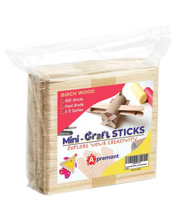 Apremont 300 Pcs Mini Natural Wooden Food Grade Craft Sticks - Ice Cream Stick - Popsicle - 3.5 inch Length - Suit Crafting  Stirring  Paddle  Waxing  Small Ice Pop Stick for DIY Kids Popcicle
