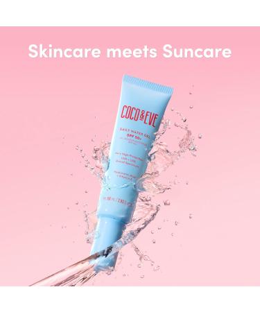 Coco & Eve Daily Water Gel SPF 50+ Sunscreen - Sun Face Protection Against UVA UVB | Australian Made Hydrating Lightweight Facial Suncream | Hyaluronic Acid Aloe Vera Glycerin for Smooth Finish - Buy Online on SooperMarket.com