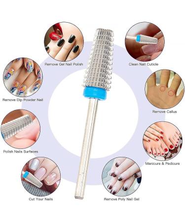 NICENEEDED Tungsten Nail Carbide 5 in 1 Bit Two Way Rotate use for Both Left and Right Handed 3/32 Inch Professional Nail Drill Bits for Fast Remove Acrylic or Hard Gel(Silver Medium) Style 2 - Buy Online on SooperMarket.com