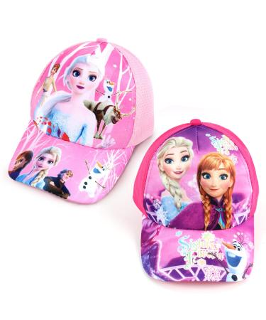 Froze baseball cap 2 pieces of froze summer hat Els pink peak cap Els children baseball cap hat summer adjustable Velcro fastener cartoon print beach anti-UV sports sun hat for girls