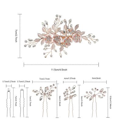 14 Pieces Wedding Hair Clips Set - Bridal Pearl & Rhinestone Barrettes in Rose Gold and Silver | Bridesmaid Hair Accessories - Buy Online on SooperMarket.com