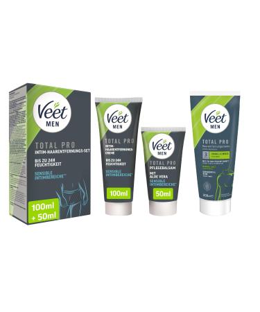 Veet Intim-hair removal set-especially for the sensitive intimate area-intimate hair removal cream (100ml) with spatula + care balm (50 ml) + veet for men hair removal cream Power effect 200ml