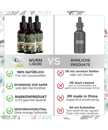 Nature Animal Wurm Liquid for Dogs & Cats - Vegan Deworming Solution | Natural Liquid Worm Cure for Pets | High-Quality Care for Your Four-Legged Friend - Buy Online on SooperMarket.com