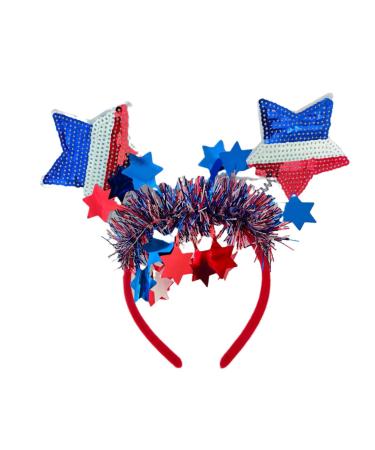 Outyua 4th of July Red White and Blue Patriotic Star Headband American Flag Hairband USA Independence Day Hair Outfits Hair Accessories for Women Girls