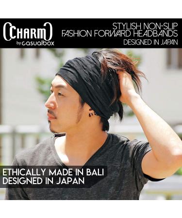 CHARM Japanese Headband 2-Pack - Men's Head Wraps Elastic Bandana for Workout, Women Hair - Black & Dark Gray - Buy Online on SooperMarket.com