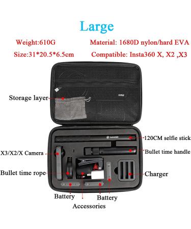 PellKing Large Hard Shell Carrying Case for Insta360 One X Camera - EVA Liner, Compatible with Bullet Time Handle and Accessories - Buy Online on SooperMarket.com