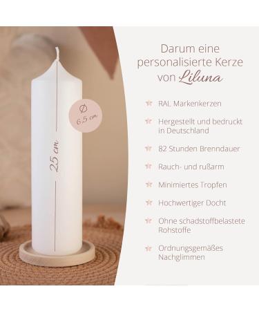 Personalized Baptism Candle for Girls | Custom Tree & Hearts Design | Pink with Name & Saying | Online Design & Jute Ribbon Decor - Buy Online on SooperMarket.com