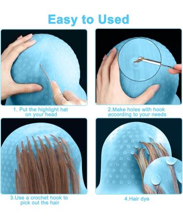 Highlighting Cap Silicone Hair Highlighting Cap with Hook Punched Hole Highlight Hair Cap Professional Hair Dye Cap Hairdressing Dyeing Staining Tools for Women Men - Buy Online on SooperMarket.com
