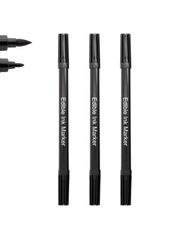 Dual Tips Food Coloring Pens,3PCS Black Color Food Grade and Edible Marker,Gourmet Writers for Decorating Fondant,Cakes, Cookies, Frosting, Easter Eggs, Thick Tip and Fine Tip, by Edibleink