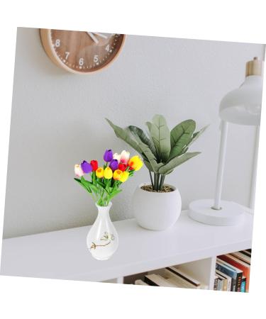 Ciieeo Desktop Decor Office Plants Hydroponics Holder Vase Table Container Decorative Desk Home Delicate White 7X13CM - Buy Online on SooperMarket.com