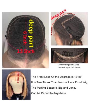 8 U&A HD Highlight 27 Colored Short Bob Lace Front Wig - Brazilian Human Hair, Pre Plucked with Baby Hair - Fashion Women - Buy Online on SooperMarket.com