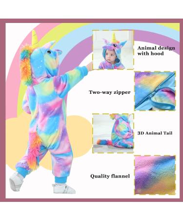 Doladola Baby Unicorn Romper | Flannel Animal Hooded Jumpsuit | 18-24 Months | Multicolor | Infant Outfit - Buy Online on SooperMarket.com