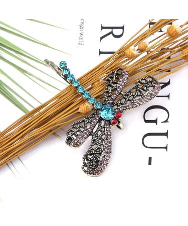 Vintage Rhinestone Dragonfly Hair Clips Set - Elegant Alloy Barrettes for Women - Buy Online on SooperMarket.com