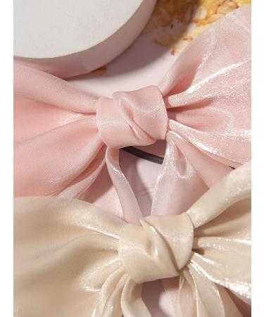 XFYUZR Women Bow Hair Clip Set - Pink & Beige Large Ribbon Hair Accessories for Girls, Prom Styling - 2Pcs - Buy Online on SooperMarket.com