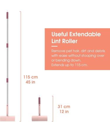 Useful CO Extendable Lint Roller for Animal Hair - 16cm to 110cm Includes 1 Roller & 4 Refill Packs (Pink) - Large Lint Roll for Sticky Leaves & Soil | International Shipping - Buy Online on SooperMarket.com