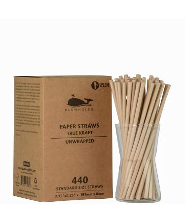 Blowholes Standard Size Eco-Friendly Compostable Long-lasting Paper Straws 440 Count - Kraft