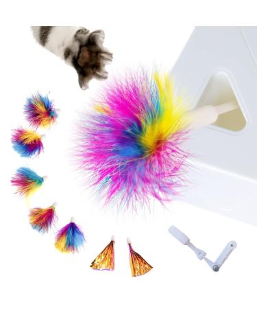 Migipaws 7-Hole Mouse Whack-A-Mole Feather Accessories 6pcs Rainbow Feathers + 2pcs Mylar Accessories Replacement