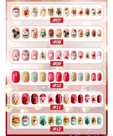 Kalolary 288PC Christmas Press-On Nails for Kids | Fun 3D Santa Snowman Tree Designs | Holiday Nail Art Decoration - Buy Online on SooperMarket.com