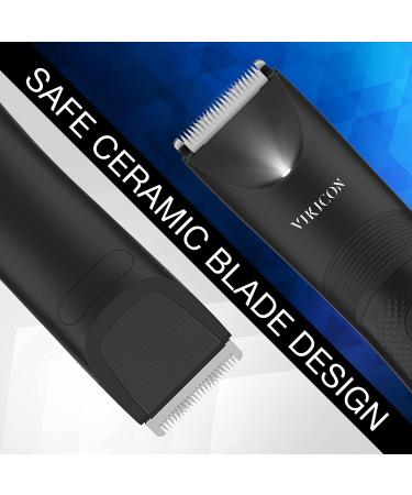 VIKICON Electric Body Trimmer & Shaver for Men - Pubic Hair Groomer with Ceramic Blade, Waterproof, USB Charging - Black - Buy Online on SooperMarket.com