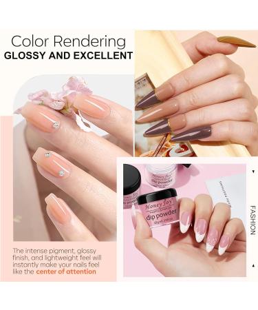 Dip Powder Nail Kit - 4 Colors Nude Pink Brown Starter Set | Acrylic Dipping System with 4 Powder & 4 Liquid 15ml Bottles - Buy Online on SooperMarket.com