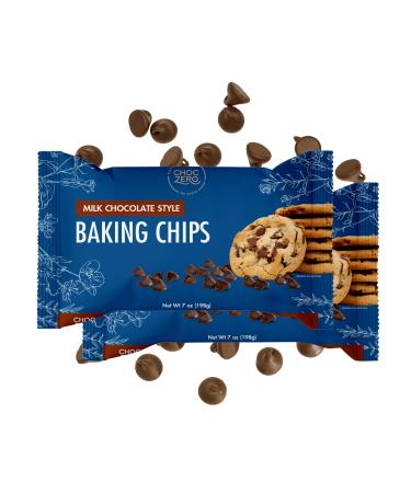 ChocZero's Milk Chocolate Chips - No Sugar Added, Low Carb, Keto Friendly, Gluten Free - For Baking Keto Diet Cookies and Dessert (2 Bags) Milk Chocolate 7 Ounce (Pack of 2)
