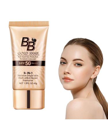 BB Cream Light BB Cream Foundation Tinted Moisturiser Face Women Tinted Sunscreen for Face 50 SPF Snail Extracts Moisturizing Tinted Moisturiser Color Correcting Cream(Natural)