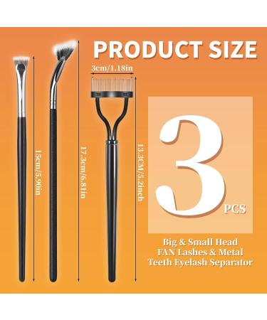 3PCS Mascara Fan Brush Set | INENK Eyelash Separator & Comb for Clump-Free Application | Perfect Eyebrow & Lash Tools for Natural Lift - Buy Online on SooperMarket.com