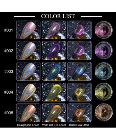 MIZHSE 2-IN-1 Holographic 9D Cat Eye Gel Nail Polish Holo Cat Eye Gel Polish Laser Nail Polish Gel Galaxy Chameleon Magnetic Gel Soak Off UV Gel with Magnet Stick and Black Gel Nail Art - Buy Online on SooperMarket.com