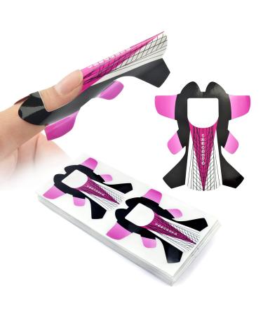100Pcs Professional Stiletto Nail Forms Dragonfly Pattern Acrylic Curve Nails UV Gel Nail Extension Nail Art Guide Form Self-Adhesive Sticker HJ-NTF057