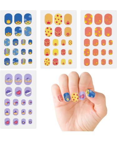 JSRQT 12 Sheets Colorful Nail Stickers Cute Cartoon Full Wrap Nail Art Stickers Decals Kids Girls Self Adhesive Nail Polish Stickers with Nail File Nail Stickers Strip with Rainbow Heart Unicorn - Buy Online on SooperMarket.com
