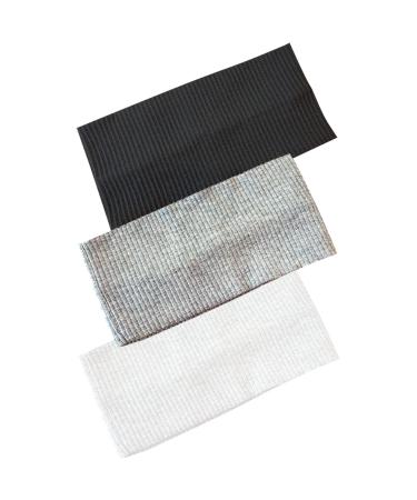 8cm Wide Black Headband for Women White Gray Stretchy Jersey Hair Band for Yoga Makeup Running (black+white+light gray)