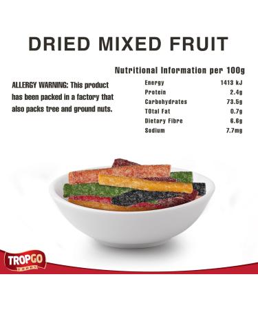 Tropgo Dried Fruit Bites - Mango Dried Fruit Mix Mini Sticks - Mixed Dried Fruit in Pouch - Healthy Snacks for Adults and Kids - Peach Passion Kiwi Blueberry Strawberry Raspberry - Buy Online on SooperMarket.com