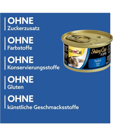 GimCat ShinyCat in Jelly Tuna - Premium Wet Cat Food with Fish & Taurine - 24 Cans (24 x 70g) - International Shipping - Buy Online on SooperMarket.com