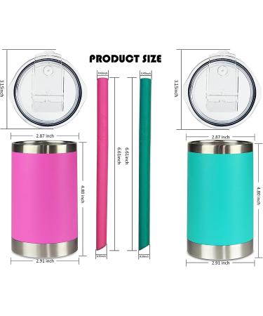 Housavvy 12 Oz Kids Tumblers | Spill-Proof Insulated Stainless Steel Cups with Lids & Straws | BPA-Free Toddler Smoothie Cups in Olive Green/Hot Pink - Buy Online on SooperMarket.com