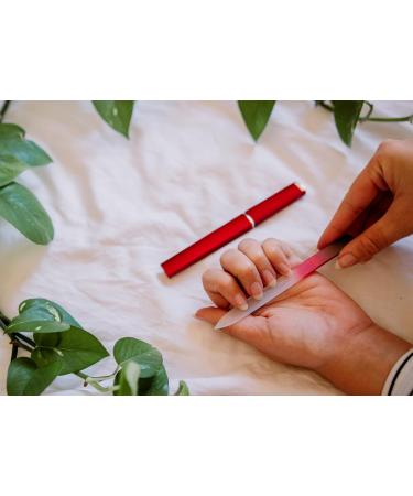 Premium Glass Nail File with Case | Czech Glass Manicure Tool | Precision Smooth Finish | Bona Fide Beauty Black Red - Buy Online on SooperMarket.com