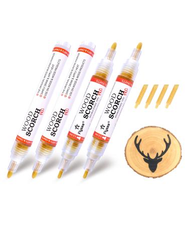 SUIUBUY Scorch Pen Marker - 4 PCS Wood Burning Pen, Chemical Wood Burner Set for Wood and Crafts - Versatile Kit with Fine Round Tip, Bullet Tip and Oblique Tip - Easy Application