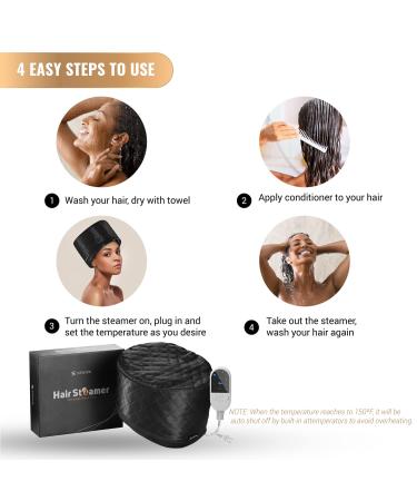 Home Use Hair Steamer for Natural Hair - 10-Level Heat Cap for Deep Conditioning | 3 Timer Settings - Ideal for Black Women, Deep Conditioner & Hot Oil Treatment - Buy Online on SooperMarket.com