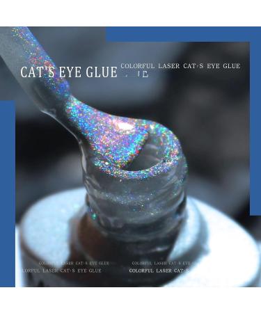 Universal Rainbow Cat Eye Gel Nail Polish Glitter Holographic Gel Polish Colourful Laser Sparkle Shiny Nail Polish Long Lasting Soak-Off Gel Magnetic Nail Polish (Rainbow) - Buy Online on SooperMarket.com
