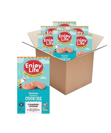 Enjoy Life Foods Strawberry Lemonade Crunchy Cookies, Gluten Free, School Safe, Non GMO, Dairy Free, Soy Free, Vegan, Nut Free Cookies, 6 Boxes, Bulk Cookies