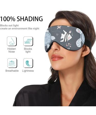 Haskirky Light Blocking Eye Mask for Deep Sleep | Adjustable for Men and Women | Ideal for Travel, Yoga, Meditation | Cute Turtles & Fi - Buy Online on SooperMarket.com
