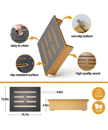 Premium Wooden Step Stool for Adults & Seniors | Non-Slip Rubber | 450 lb Capacity | Indoor/Outdoor Platform | Ideal for Kitchen, Bathroom, Bedside - Buy Online on SooperMarket.com